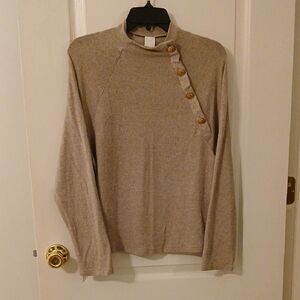 H&M Women's Beige Sweater with Button Detail